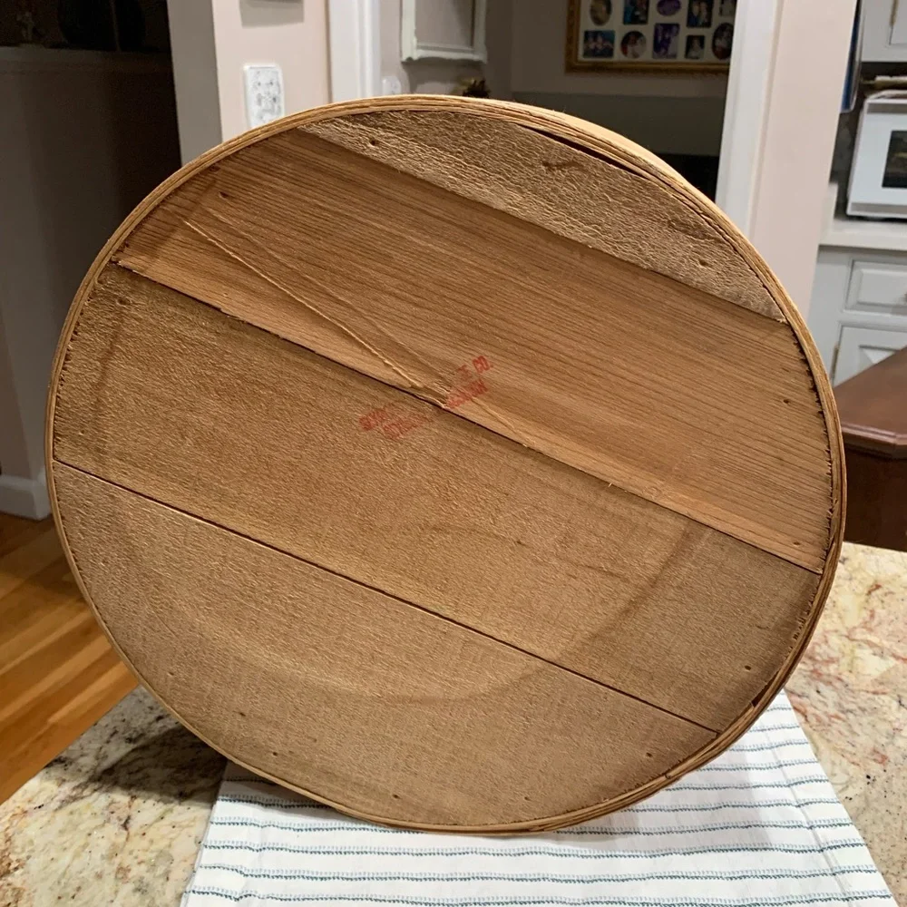Vintage Wood Cheese box with lid, hand painted